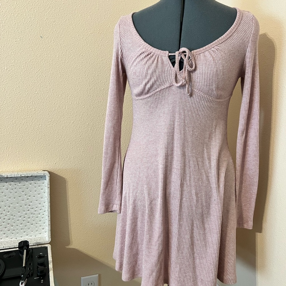 Pink Ruched Tie Front Babydoll Dress